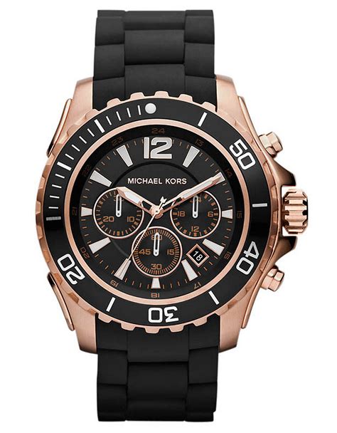 michael kors mens watches black band|michael kors black silicone watch.